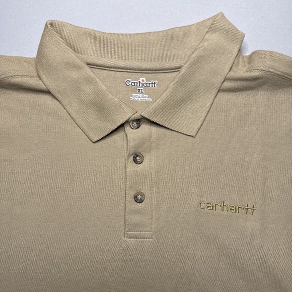 Carhartt Other - Carhartt Men's Polo Shirt XL Tan K311DKT Pique Knit Workwear Short Sleeve